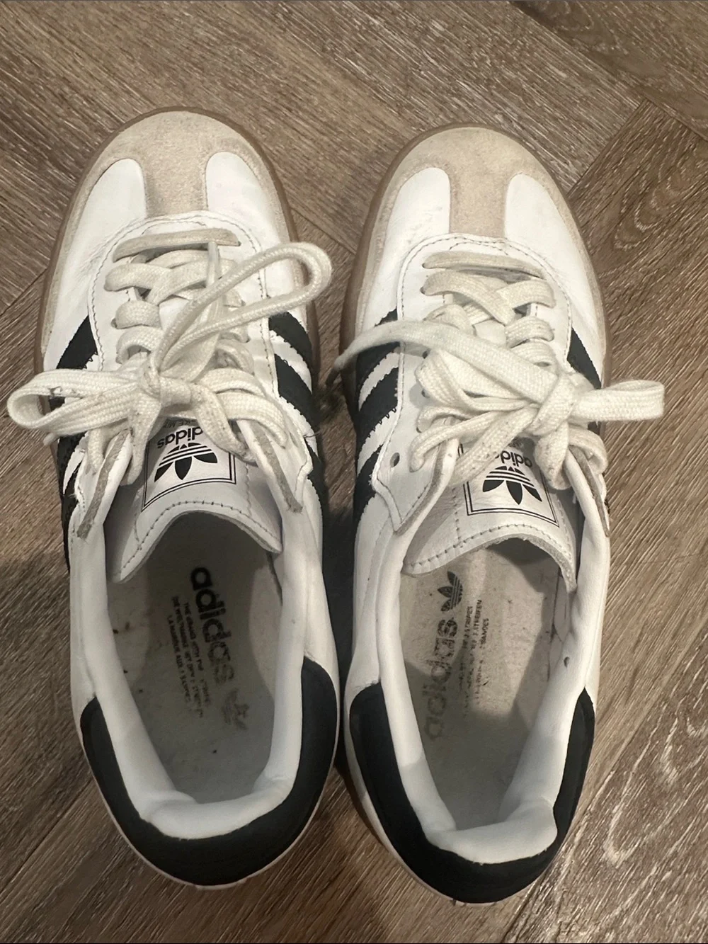 Adidas Samba Sneakers - White & Black with Gum Sole, 6.5M